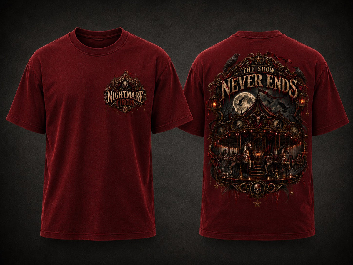 NIGHTMARE CIRCUS — THE SHOW NEVER ENDS t-shirt